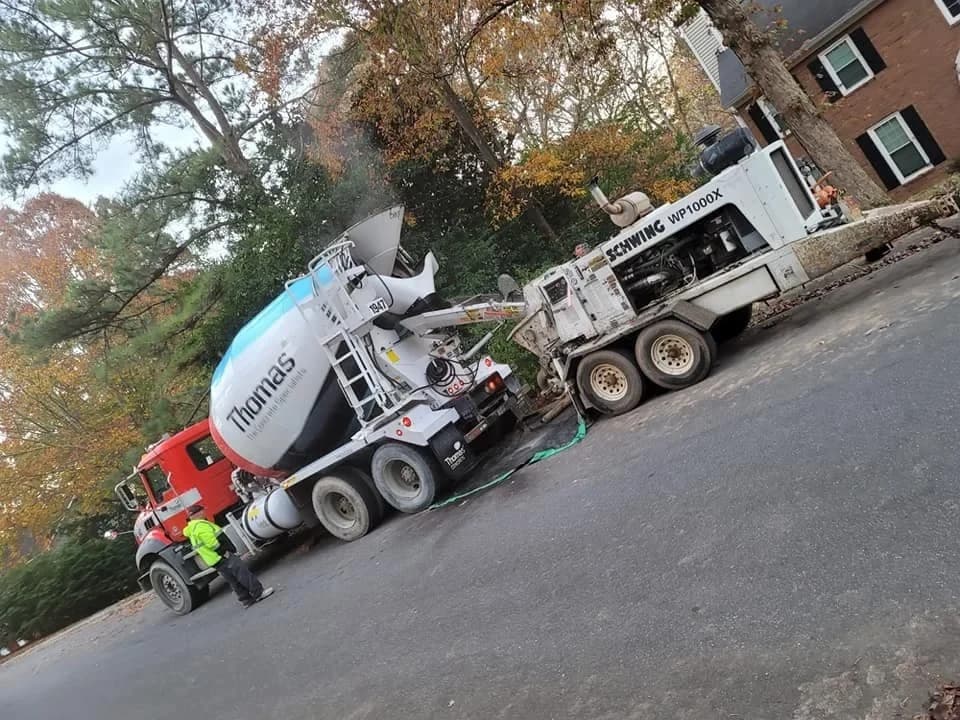 CTech’s concrete pumping truck and equipment ready at a construction site